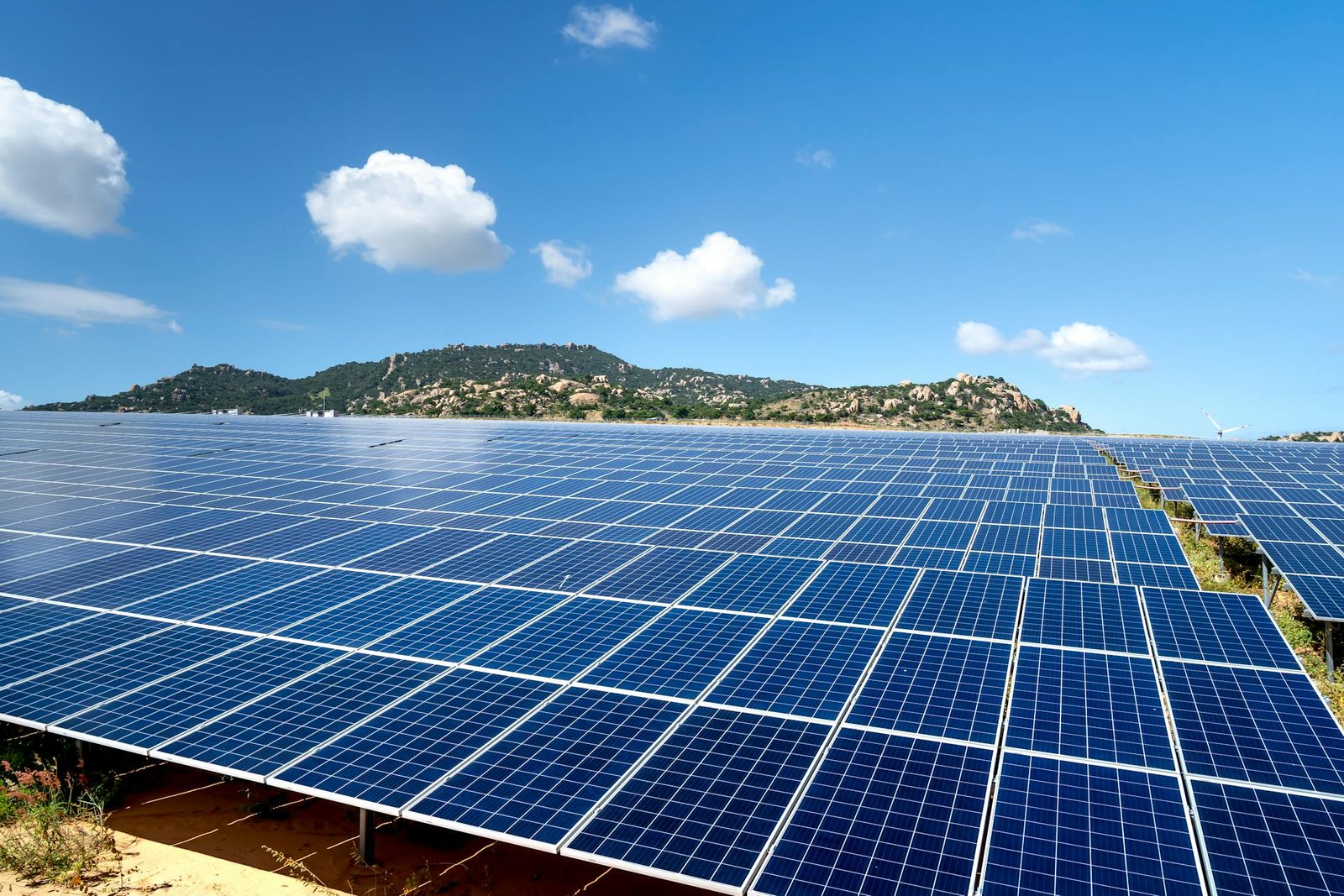 solar panels generating solar energy in sunlight