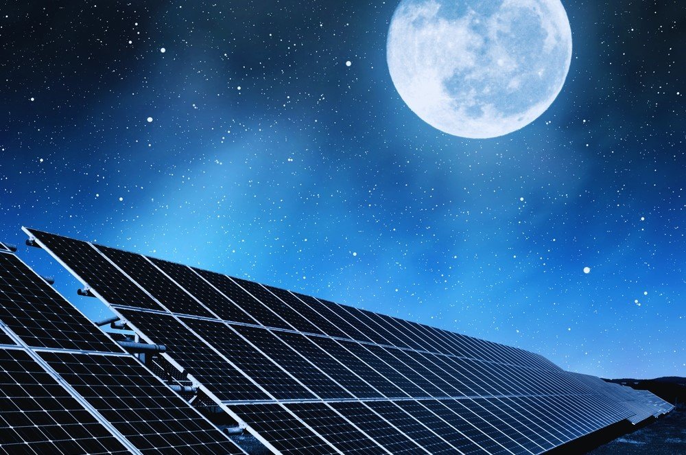solar panels in night