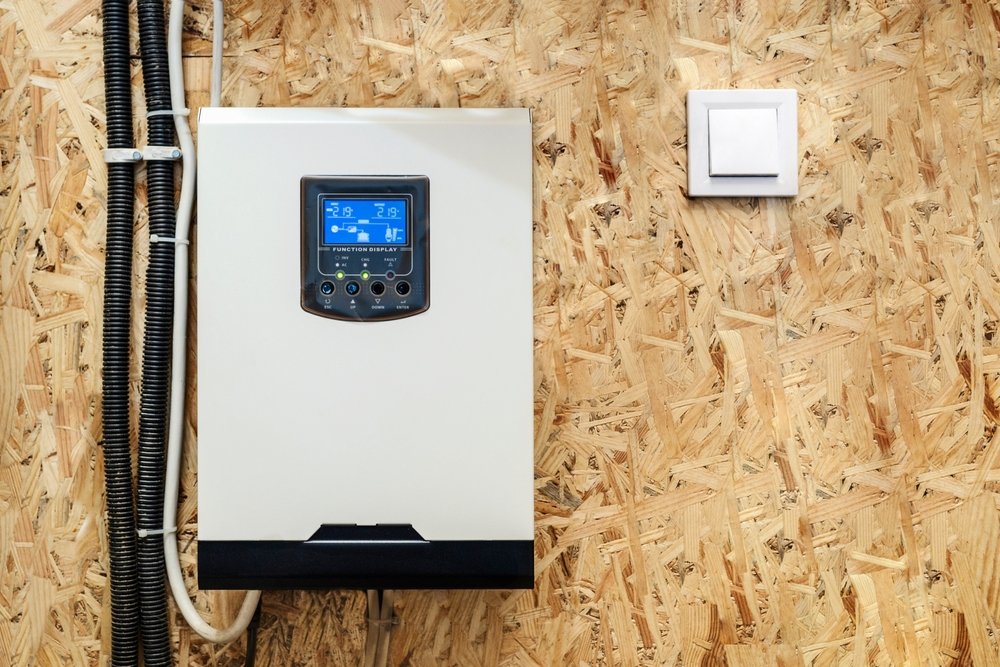 hybrid solar inverter installed on wall